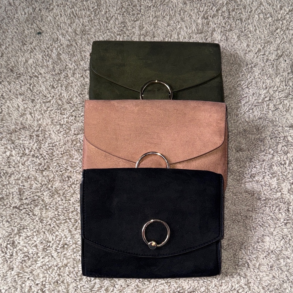 3 for $30—> Elegant Black, Tan, and Green Clutch Set